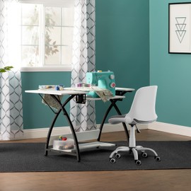 Comet Plus Hobby and Sewing Table with Storage Drawer + Shelves - Can Also Be Used as Computer Desk