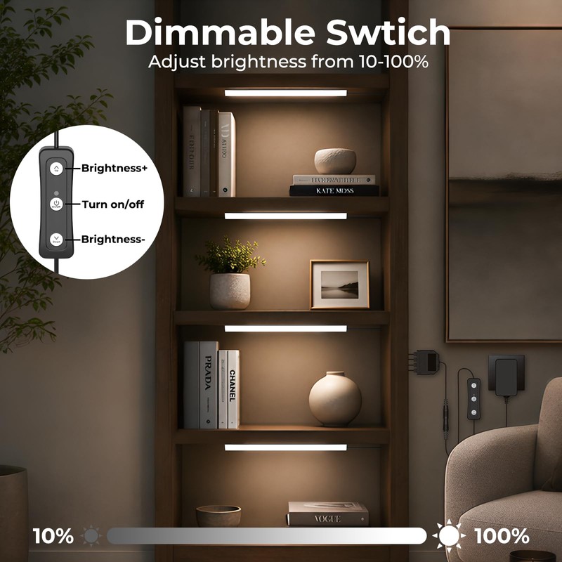 Display Shelf Lighting, 4 Pack x12 Inch 5000K Dimmable with
