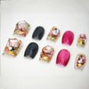 farfarflame Handmade Nail Tip, Short, False Nail Stand, 3D Diamond,