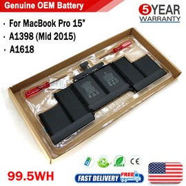 Ad-ele NEW Battery for MacBook Pro 15" inch Retina A1618 A1398 Mid 2015 99.5Wh