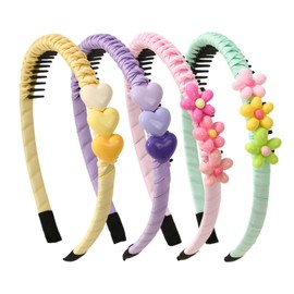 4 Stücke Niedlicher Stirnbänder, Cartoon -Blumenstirnbänder, Hair -Accessoires Von Mädchen, Frisurdekorationen Und Outfit -Accessoires.