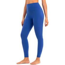 YUNOGA High Waisted Yoag Pants for Women Tummy Control - 25" No Front Seam Workout Lounge Leggings (Royal Blue,S)