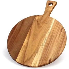Wholesale Pack of 12 Acacia Wooden Charcuterie Board with Handle for Kitchen, Home, Party, Laser Engrave Blankscolor: Acacia Wood Color, size: 40x30x1.5cm15.7x12x0.6"
