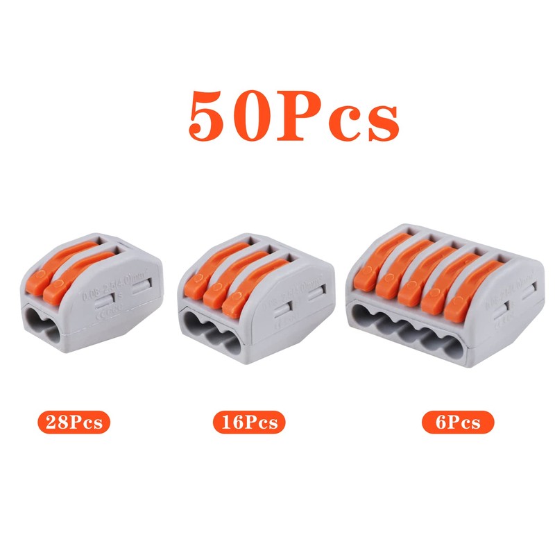 50 PCS Lever Wire Electrical Connectors Nuts Assortment Kit with