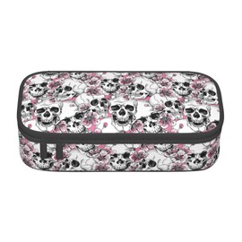 FyLybois Skull Pencil case Big Capacity Pen Pouch Zipper Stationary Bag for College Office Organizer