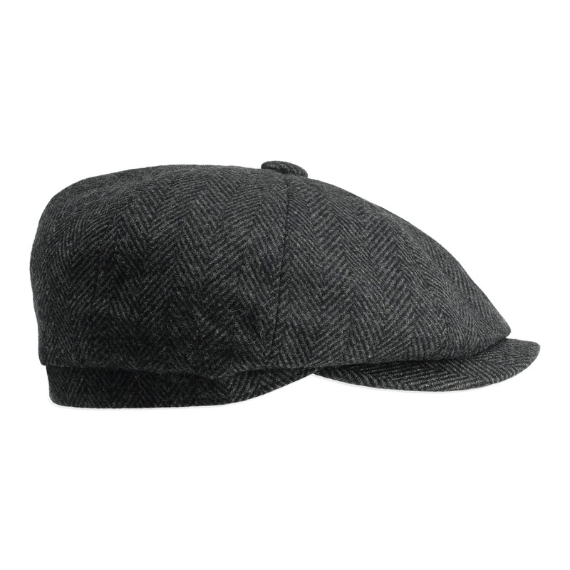 Gamble & Gunn Shelby' Flat Cap Grey Herringbone Vintage Style