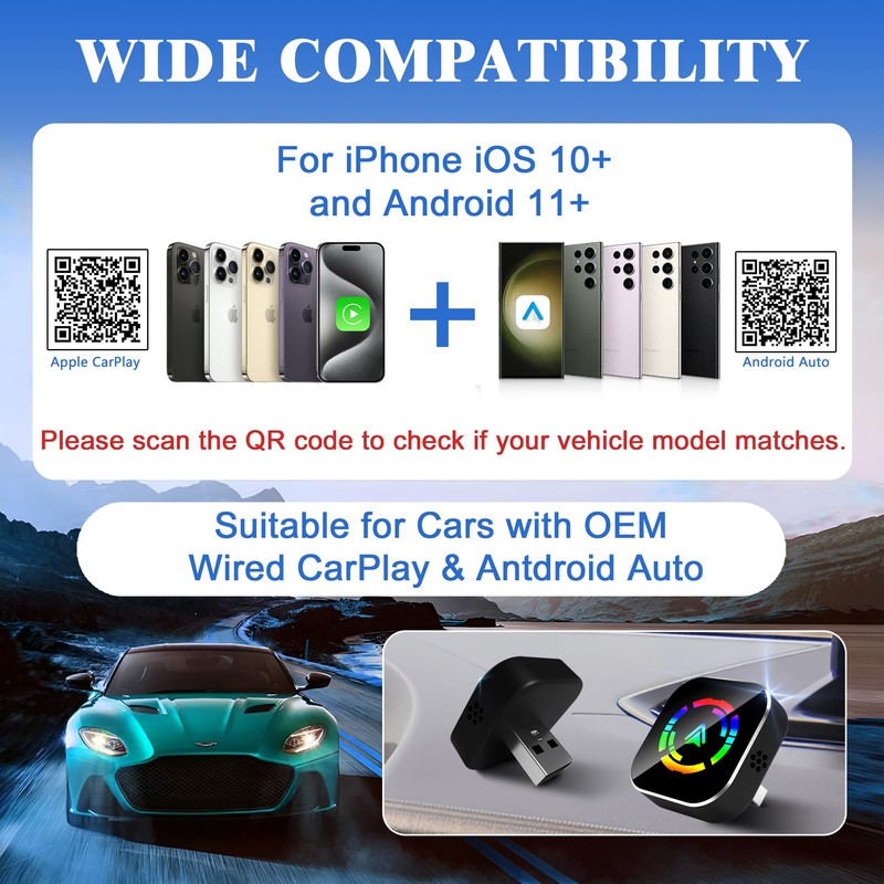 Wireless CarPlay Adapter, 2026 Upgraded Wired to Wireless for Apple