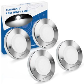 4Pcs 3.15”Round LED Marine Light with sliver housing, Navigation Boat Lights, LEDs Boat Interior Light, Deck Courtesy Lighting IP65 Waterproof, LED Marine Stern Lights, 12-24V (White)