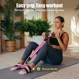 MaxU Pedal Resistance Band Set with Handles, 3 x 30 lb Adjustable Bands