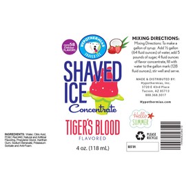 Tigers Blood Shaved Ice and Snow Cone Flavor Concentrate 4 Fl Ounce Size