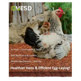 OVESD Reusable Nesting Pads for Chicken Coop 12"x12" with Cleaning Brush - 7 Pack of Biodegradable Nesting Box Liners, 3X Thick Hemp Bedding for Chickens Laying Pads, Hygiene & Chickens Protection