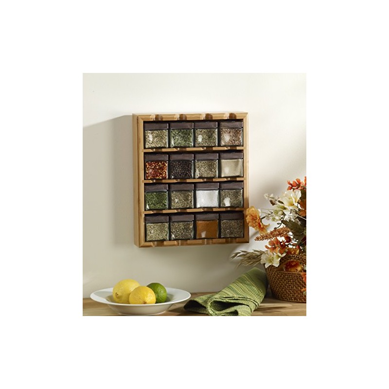Kamenstein Jar Bamboo 3-in-1 Spice Organizer for Countertop, Wall, and