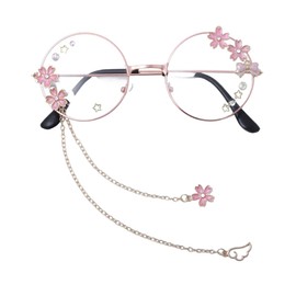 Kawaii Sakura Glasses With Chain - Cute Cosplay Accessories, Glass Case Included
