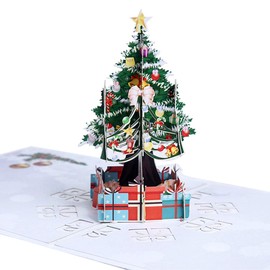 Pop-Up 3D Christmas Card, Christmas Greeting Card with Christmas Tree Design 3D Xmas Cards for Xmas New Year