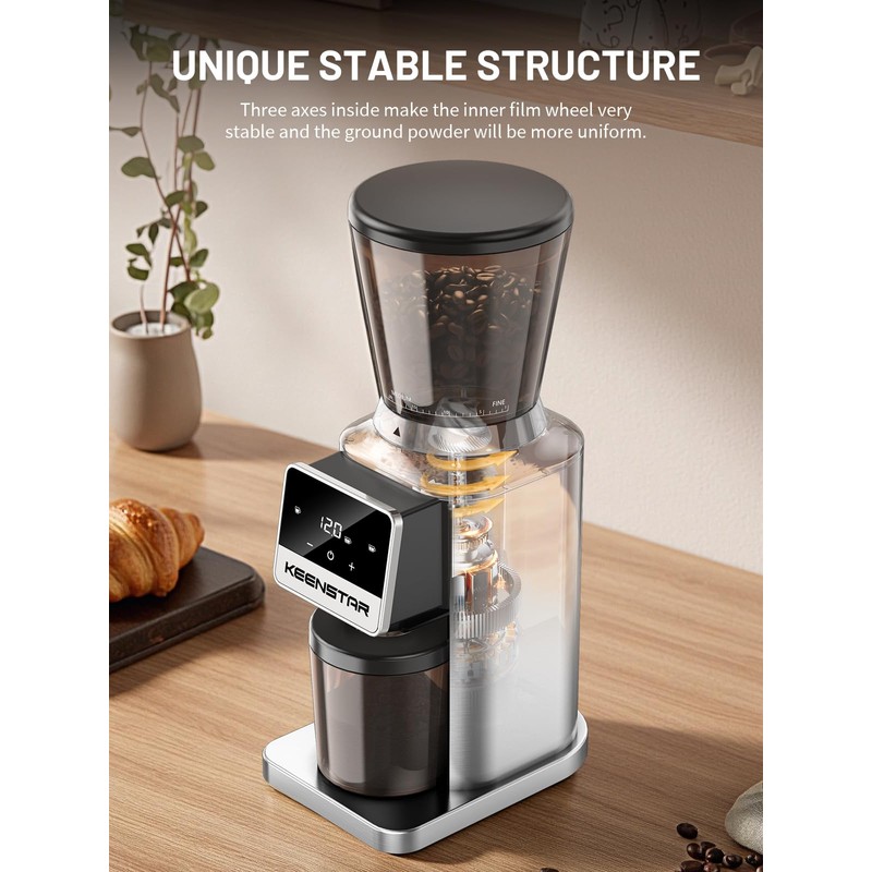 Keenstar Conical Burr Coffee Grinder, Coffee Bean Grinder with 34