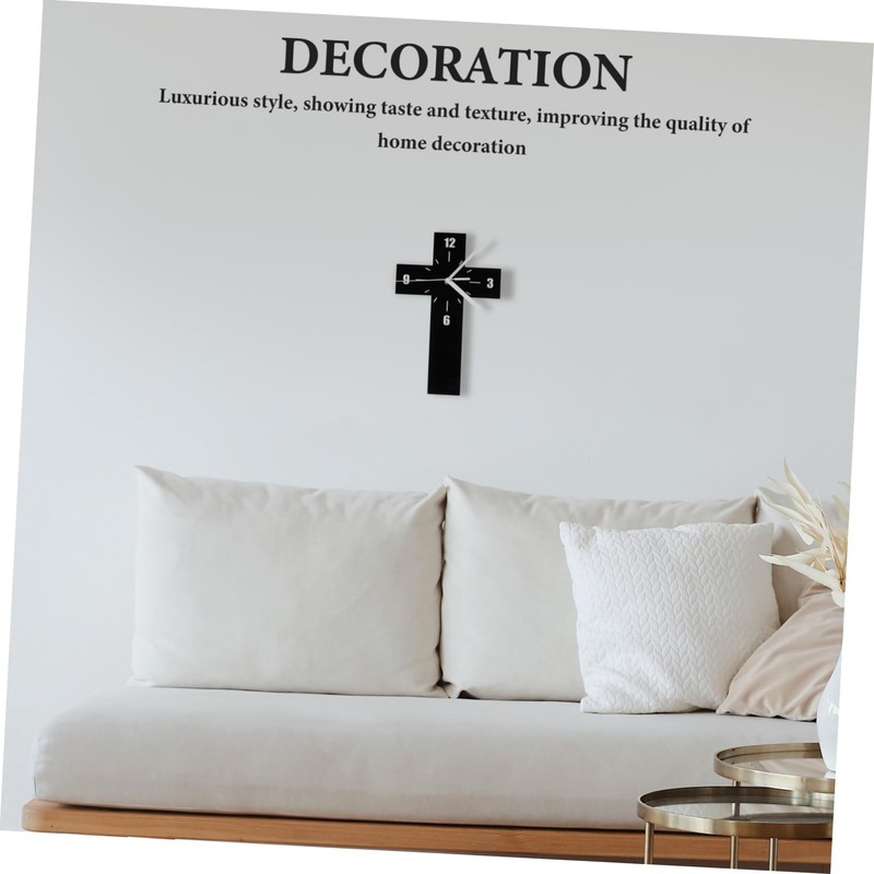 Ciieeo Mute Wall Clock Novelty Cross Shaped Decorative Clock for