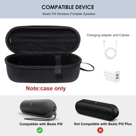 ProCase Hard Carrying Case for Beats Pill Wireless Portable Speaker, Protective Waterproof Storage Holder with Extra Mesh Pocket for 2024 New Beats Pill and Accessories - Matteblack