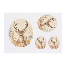 Azeeda 4 x 'Hirsch mit Blumen' Temporäre Tattoos - Wasserfest, Hautfreundlich & Ungiftig · Transfers in Verschiedenen Größen (TO00077934)