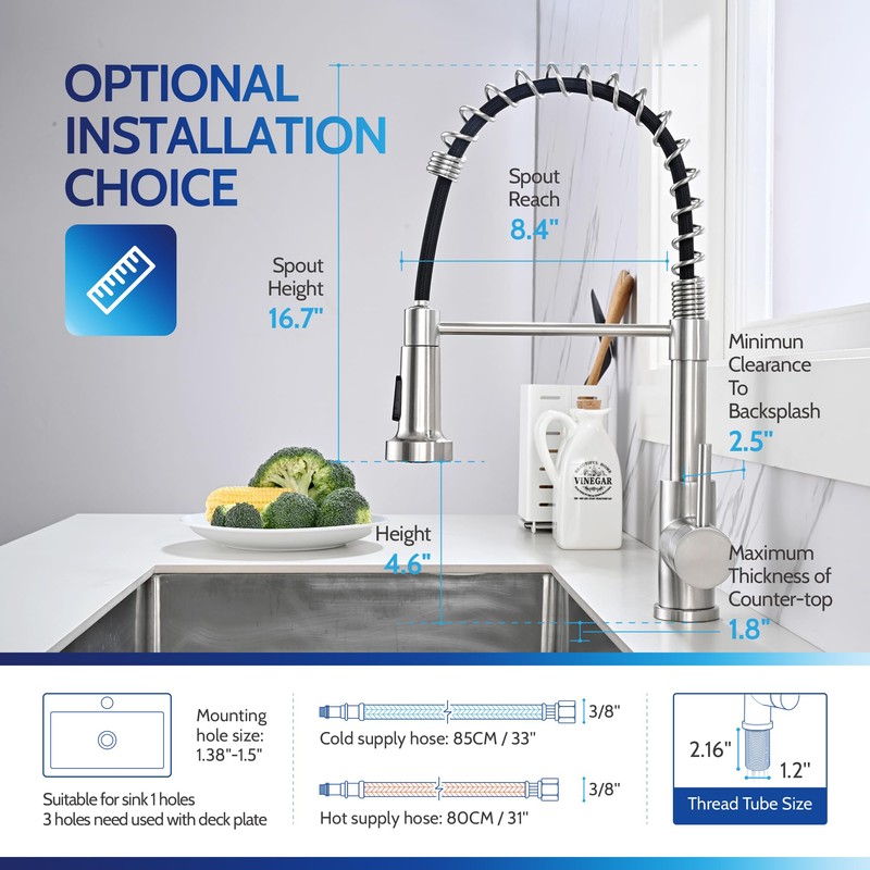 LUFEIDRA Touchless Kitchen Faucet with Pull Down Sprayer-Brushed Nickel Kitchen