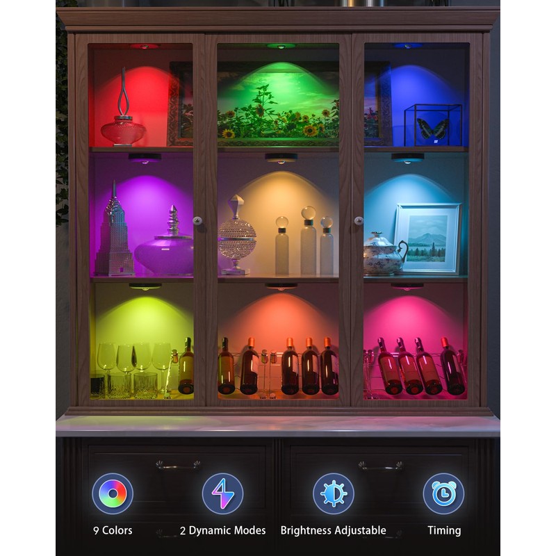WILLED Rechargeable RGB Puck Lights with Remote Control, 1200mAh Battery