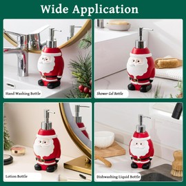 Christmas Soap Dispenser,Resin Soap Bottle with Lotion Pump,Countertop Soap Dispenser for Bathroom Kitchen,Holiday Inspired Bathroom Decor (Jolly Santa -Red)
