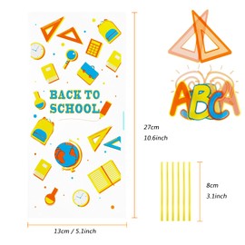 Kesote 100 Pieces Back to School Goodie Bags, Clear Cellophane Candy Treat Bags Bulk with Twist Ties for Back to School Party Favor Supplies Decorations