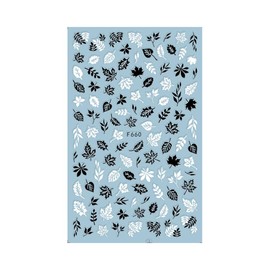 Autumn Palm Maple Leaf Banana Beach Flamingo Fish Self Adhesive 3D Nail Stickers F660 Black White Nail Wraps Stickers Manicure Supplies for Women Nails Full Long Lasting Easy Apply and Remove