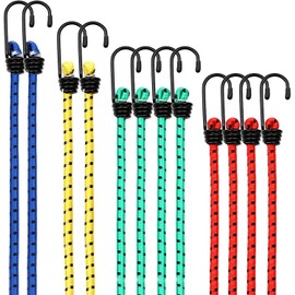 12 Piezas Tensores Elásticos con Gancho, Cuerdas Elásticas con Ganchos, Surtido de Cuerdas Elásticas Premium, Cinchas, para Outdoor, Amarre de Equipaje, Cuerda Paralonas, Portaequipajes