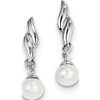Sterling Silver Rhodium Plated Diamond & Fw Cultured Pearl Post