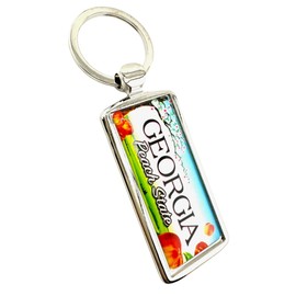 Westmon Works Georgia Keychain Metal Key Ring with Peach State License Plate Fob