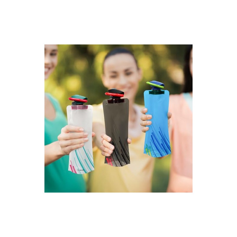 Casoter 700ml Large Foldable Water Bottles, Portable, 3 Pack, BPA