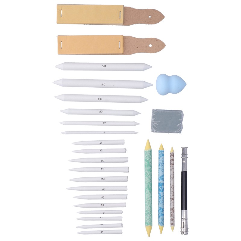 26 Pieces Blending Stumps Sandpaper Boards Eraser Sponge Extension Tool