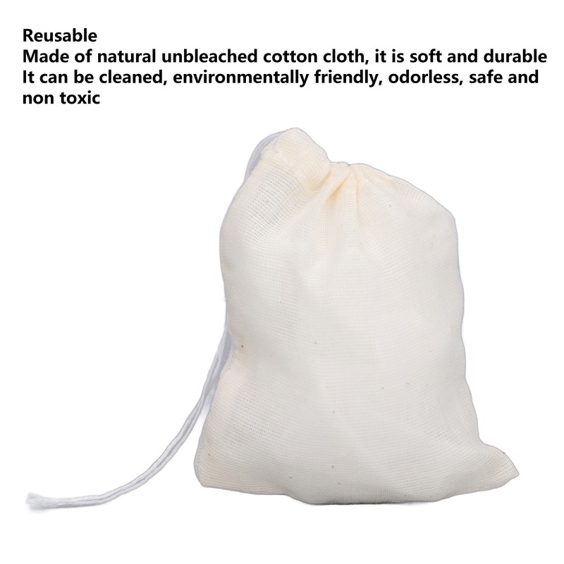 100Pcs Drawstring Cotton Bags 8cmx10cm Reusable Filter Tea Residue Environmentally