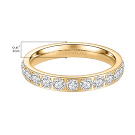AROWRO 3 mm Women's Titanium Eternity Ring Cubic Zirconia Engagement Anniversary Ring Wedding Ring Size 5 to 10, Titanium, Cubic Zirconia