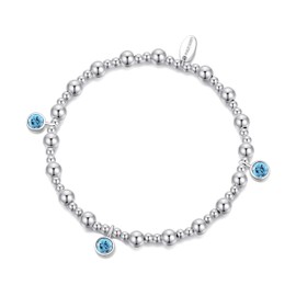 Philip Jones March (Aquamarine) Birthstone Stretch Charm Bracelet with Quote Gift Box