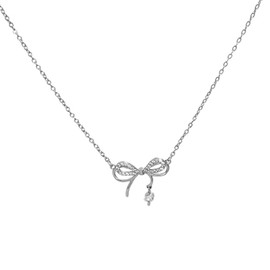 88flix Necklace Ribbon Silver Women's Ribbon Motif