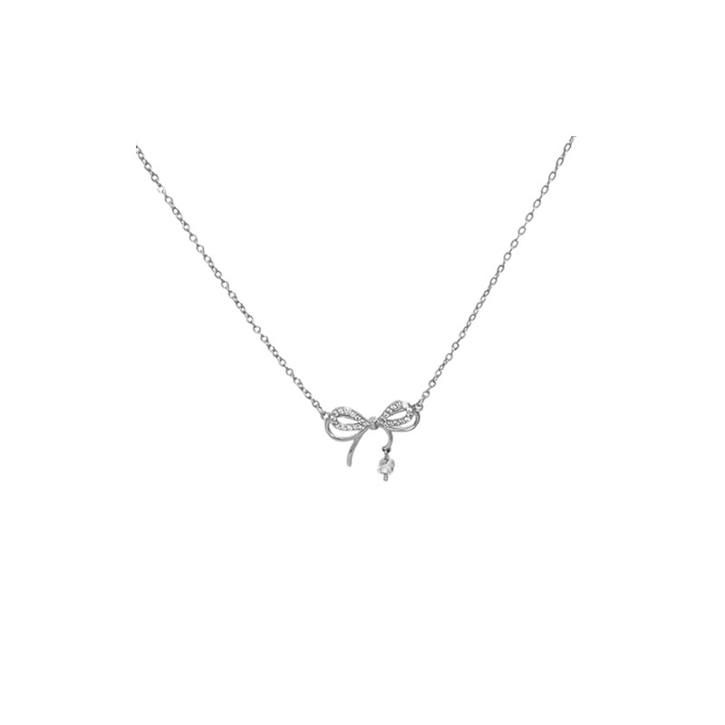 88flix Necklace Ribbon Silver Women's Ribbon Motif