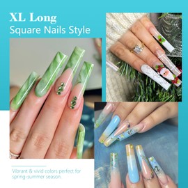 Lionvison Square Nail Tips NO C Curve, 504PCS XL Long Straight Flat Pre Shaped False Nails, Half Cover Clear Nail Tips for Acrylic Nails, French Nail Extensions for Nail Salon Home DIY, 12 Sizes