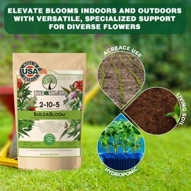 BUILD A SOIL BuildASoil Vegan Bloom Booster & Brix Enhancer - Natural Soil Flower Food of Premium Ingredients - Organic Hydrangea Fertilizer Plant Food for Flowering & Growing Strong Plant - BuildABloom 1 LB Bag