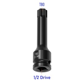 Skweawert 1/2" Drive T80(80mm) Totx 6 Point Impact Bit Socket Metric 3" Length Cr-Mo Steel Air Drive Lengthen Screwdriver Socket Adapter Use with Impact Drivers or Ratchets