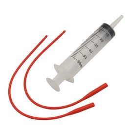 Abustle pig Lamb and Goat Kid Feeding Kit 2-Tube (16 FR), 1-Syringe 60ml Reusable Drench Goat Syringe for Lamb, Dog, Sheep,Piglet,Rabbit Feeding (16''L Red Tube)