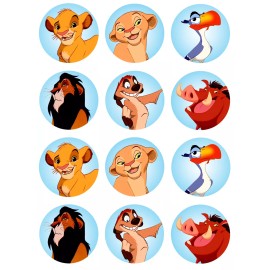 Handmade set of 12 lion king, edible paper, cupcake cookie toppers CHOOSE SIZE - 3 in