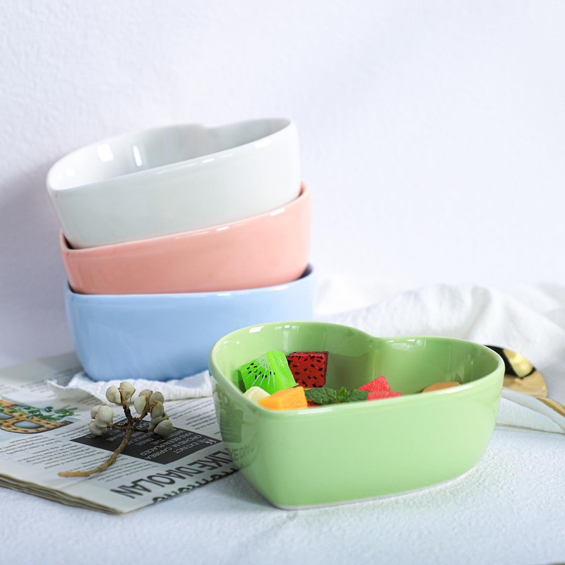 (Blue) - WAIT FLY Heart-Shaped Bowls for Salad Soup Snack