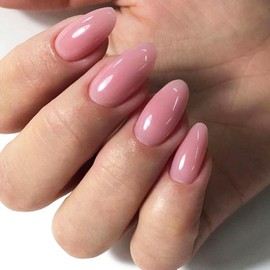 Bellelfin 360pcs Almond Press on Nails, Medium Length Fake Nails Glossy Pink False Nails Acrylic Nails Press Ons with 10 Sheets Adhesive Tabs for Women Girls Fingernails Design