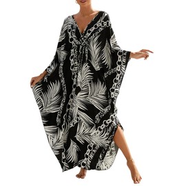 cthseie Women Animal Print Kaftan Dresses Plus Size Swimsuit Coverup 2025 Summer Bathing Suit Caftan Loungewear Beach Dress