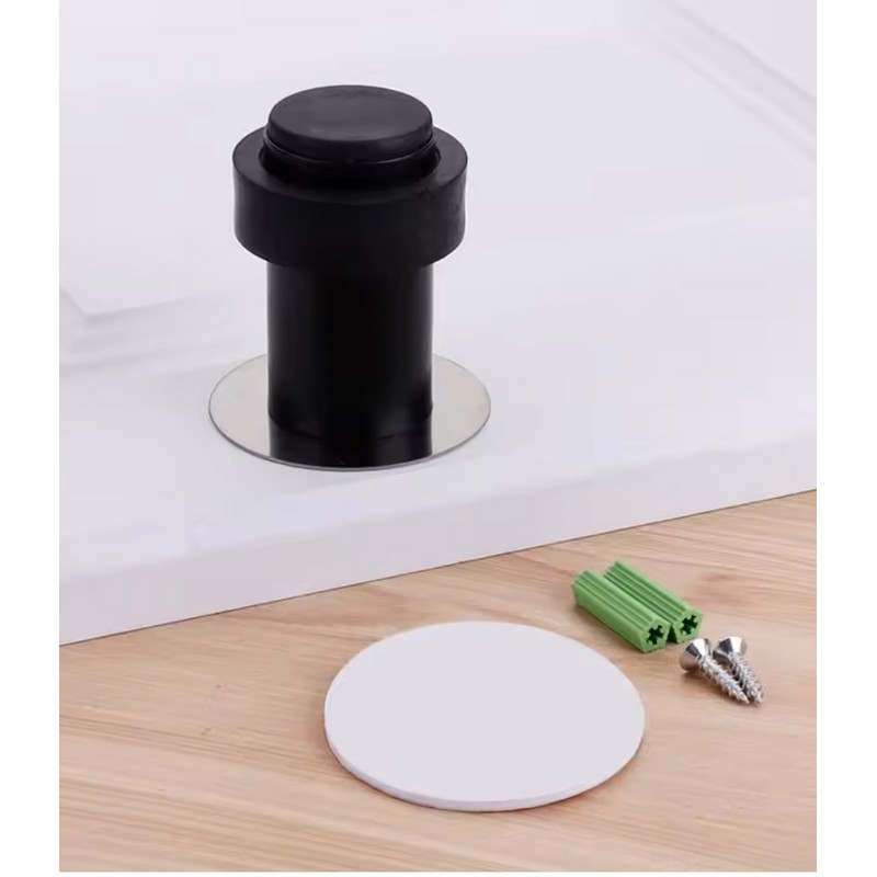 Self-Adhesive Rubber Door Stopper – Stainless Steel Wall Protector with