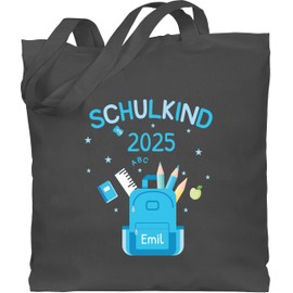 Baumwolltasche - Turnbeutel - Schulkind 2025 Geschenk Schulanfang Geschenke Einschulung Geschenk Schulkind I - Unisize - Dunkelgrau - schultasche erste klasse schulanfänger 2024 beutel