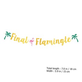 Garneck 2Pcs Hawaiian Party Banner 18cm Final Flamingle Banner Set Glitter Flamingo Party Decorations for Luau Tropical Beach Supplies