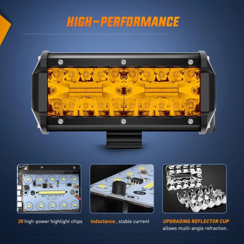 Nilight 6.5Inch 2PCS 120W Spot & Flood Combo Bar Driving