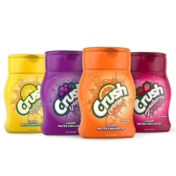 CRUSH Crush, Variety Pack, Liquid Water Enhancer – New, Better Taste (4 Bottles, Makes 96 Flavored Water Drinks) 1.62 Fl Oz (Pack of 1)